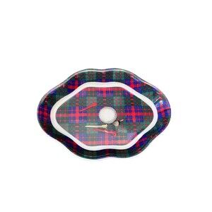 Vtg Andrea by Sadek Golf Scalloped Trinket Dish Tartan Plaid Tee Time Sporting